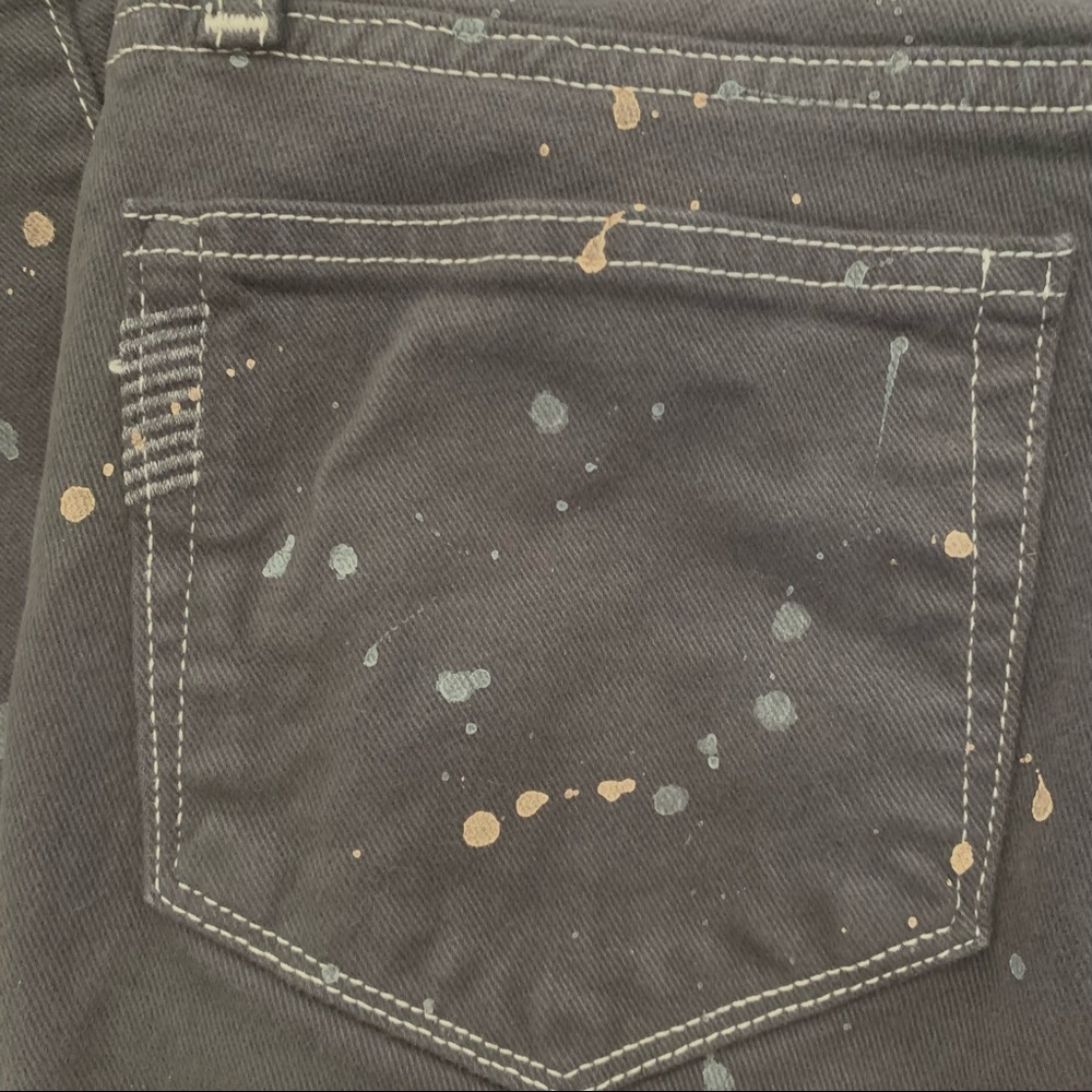 HP🎉 PAIGE Edgemont Grey Zip Paint Splatter Skinny Jeans Size 27 - Picture 10 of 15